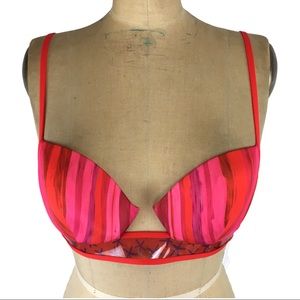 La Perla Pink/Red Underwire Bikini Swim Top Size 34C